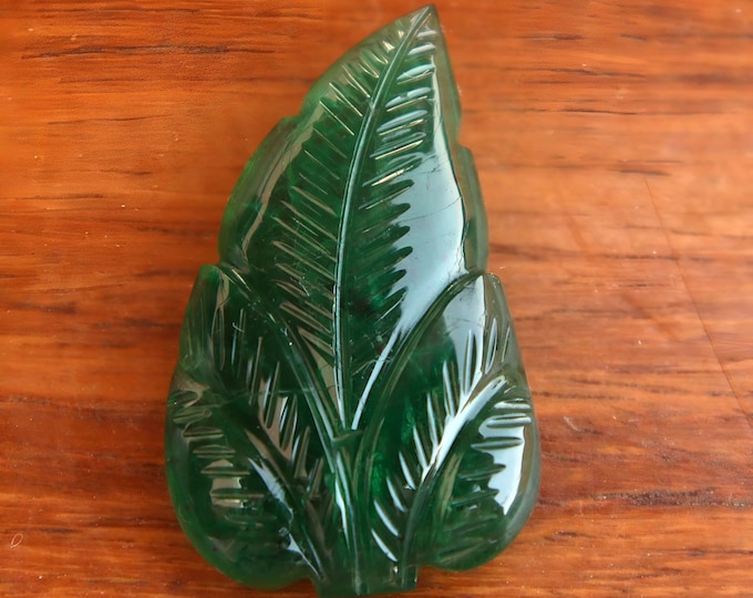 IGI Certified Natural Emerald Carving: 19.03 Carat Leaf Flatback