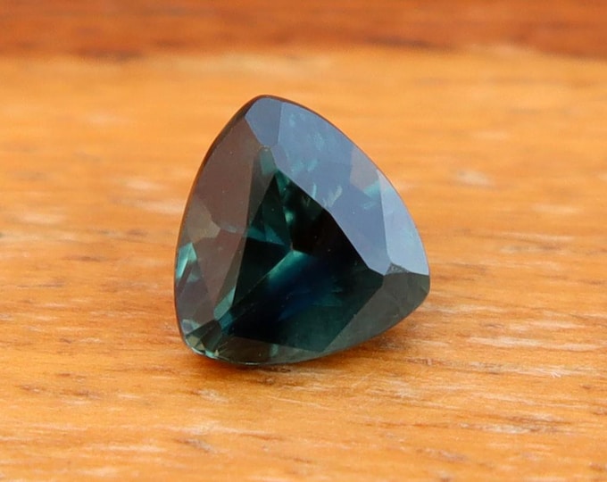 Certified Dark Teal Sapphire: 1.04 Carat Trillion Cut Gemstone, Engagement Ring