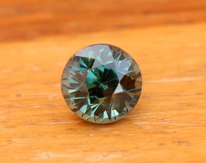 Certified Natural Unheated Dark Teal Sapphire Round Cut Gemstone 1.34 carat, Engagement Ring