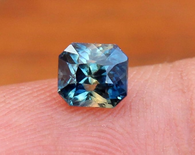 Certified Unheated Parti Sapphire 1.07 Carat Radiant Cut Gemstone, Engagement Ring