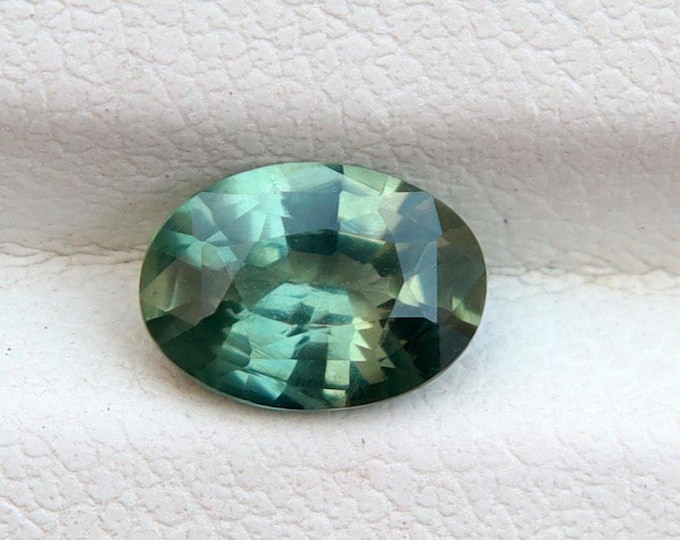 Certified Natural Teal Green Sapphire Gemstone: 1.22 Carat Oval Cut, Engagement Ring