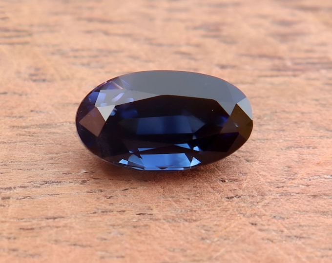 Certified 2.08 Carat Unheated Dark Blue Sapphire Oval Cut Loose Gemstone
