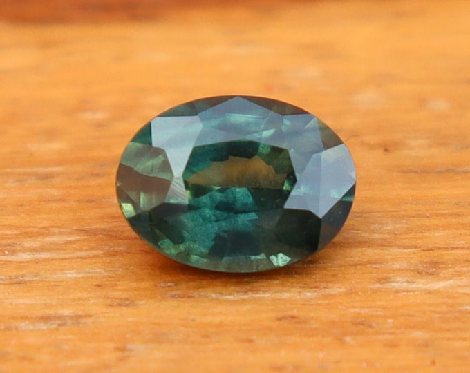 GSI Certified Teal Green Sapphire 0.77 Carat Oval Cut Gemstone, Engagement Ring