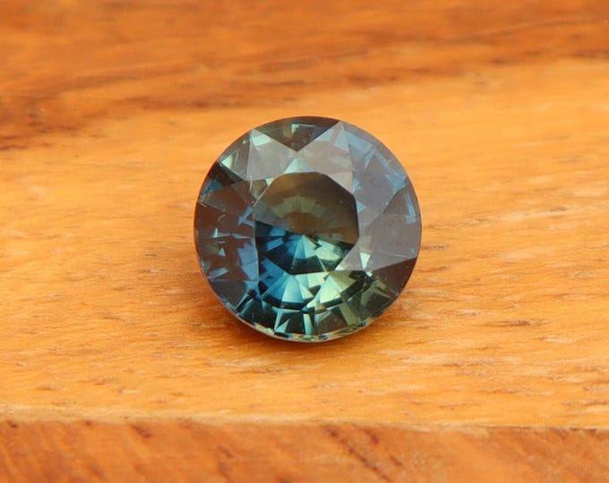 GSI Certified Teal Parti Sapphire: 1.50 Carat Roundish Round Cut Loose Gemstone, Engagement Ring
