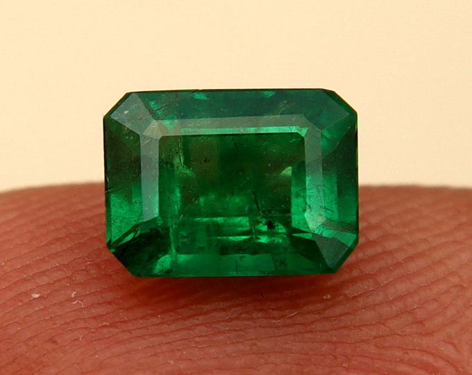 GSI Certified Natural Emerald 1.07 carat Octagon Cut Gemstone, Engagement Ring