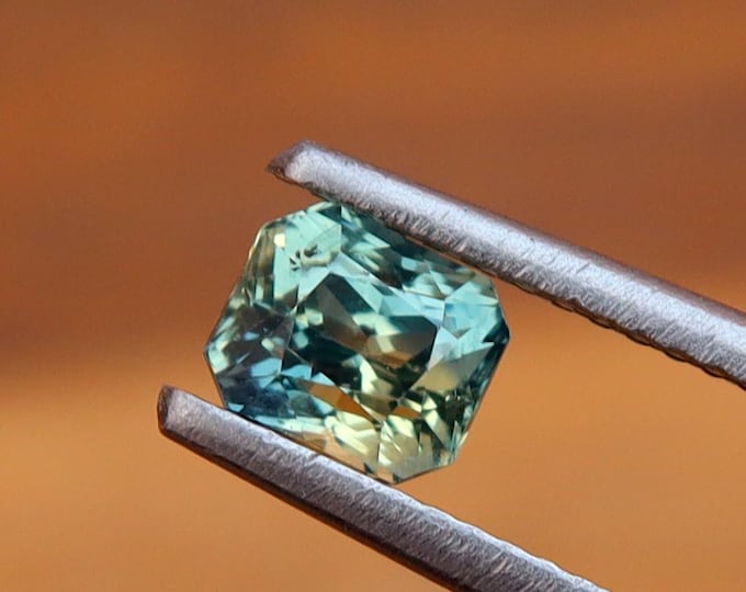 GSI Certified Teal Parti Sapphire 1.04 Carat Radiant Cut Gemstone, Engagement Ring