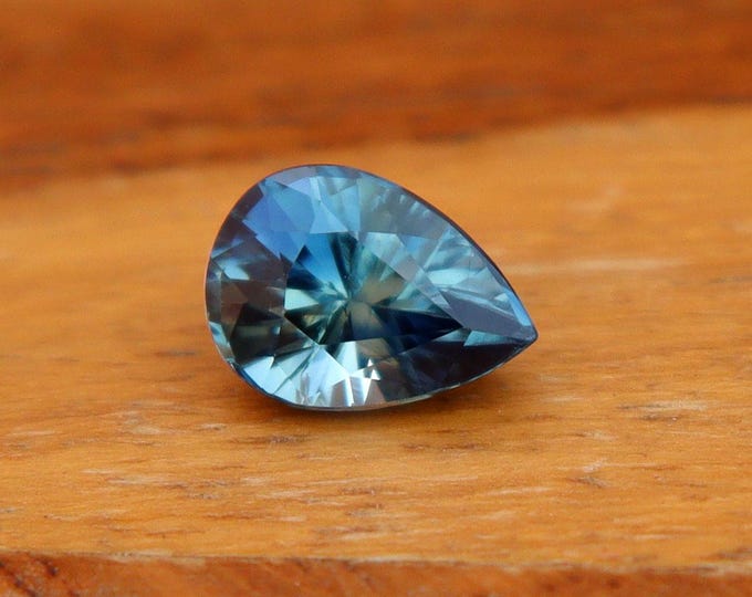 GSI Certified Teal Sapphire: 1.21 Carat Pear Cut Gemstone, Madagascar Origin