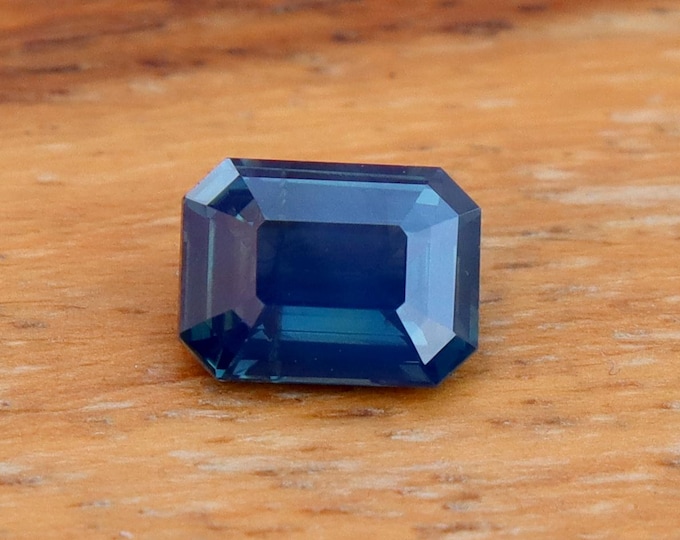 Certified Midnight Blue Sapphire 1.05 Carat Emerald Cut Gemstone, Engagement Ring