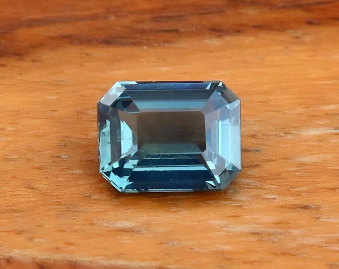 Certified Bluish Green Teal Sapphire: 1.08 Carat Emerald Cut Gemstone, Engagement Ring