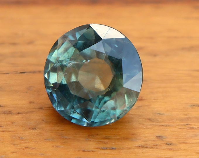 Certified 3.13 Carat Green Teal Sapphire: Round Cut, Unheated Gemstone