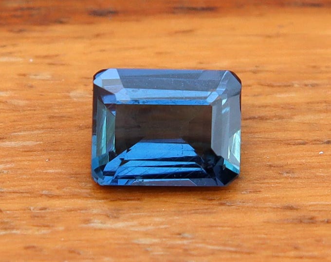 GSI Certified Unheated Teal Blue Sapphire 1.30 Carat Emerald Cut Gemstone, Engagement Ring