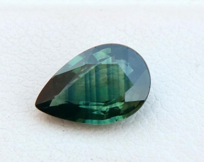 GSI Certified Teal Green Sapphire: 1.04 Carat Pear Cut Gemstone, Engagement Ring