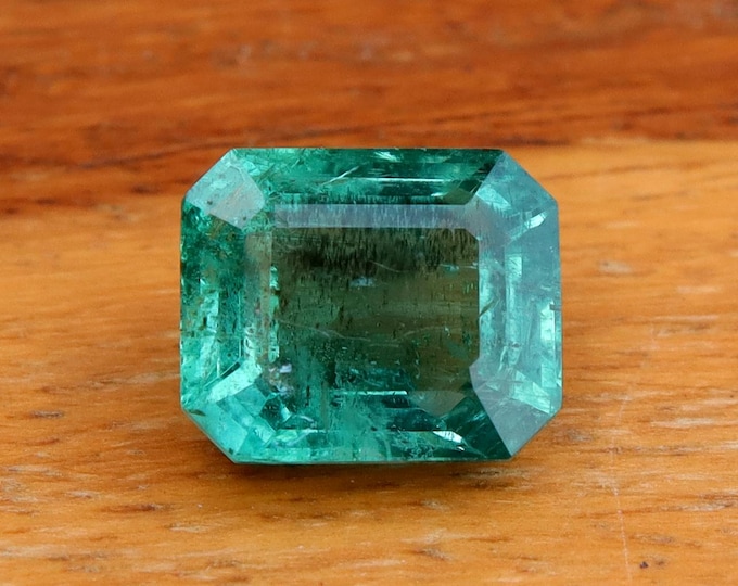 3.06 CT Natural Zambian Emerald Octagon Cut Gemstone, May Birthstone