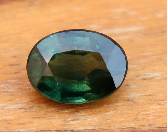 GSI Certified Dark Green Sapphire 1.91 Carat Oval Cut Gemstone, Engagement Ring