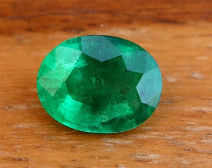 Certified Natural Emerald Loose Gemstone: 1.34 Carat Oval Cut, Engagement Ring
