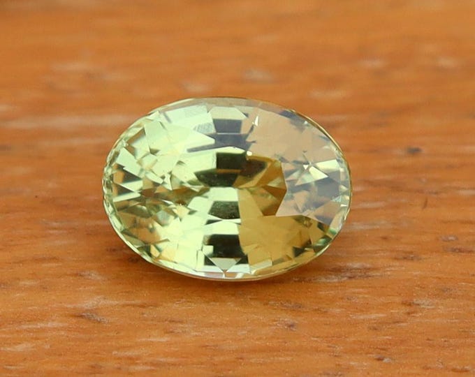 GSI Certified Unheated Greenish Yellow Sapphire 1.14 Carat Oval Cut Gemstone, Engagement Ring