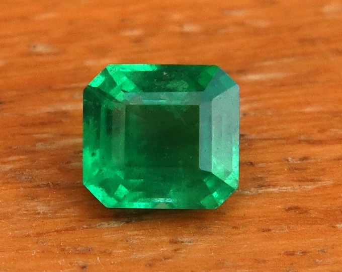 GSI Certified Natural Emerald 0.72 carat Octagon Cut Gemstone, Engagement Ring