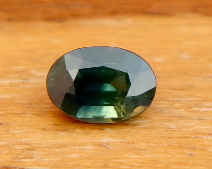 GSI Certified Dark Green Teal Sapphire 1.21 Carat Oval Cut Gemstone, Engagement Ring