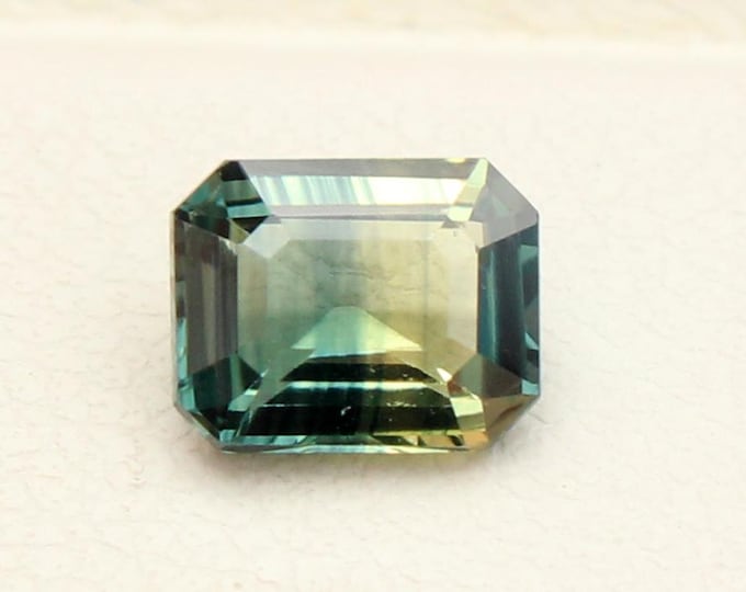 Certified Parti Sapphire, Emerald Cut, Loose Gemstone 1.06 Carat, Engagement Ring