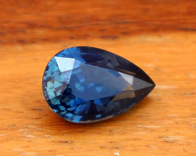 GSI Certified Natural Teal Blue Sapphire Pear Cut Gemstone: 2.12 Carat