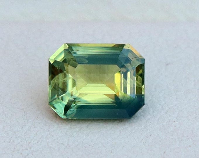 GSI Certified Parti Sapphire 1.05 Carat Emerald Cut Gemstone, Engagement Ring