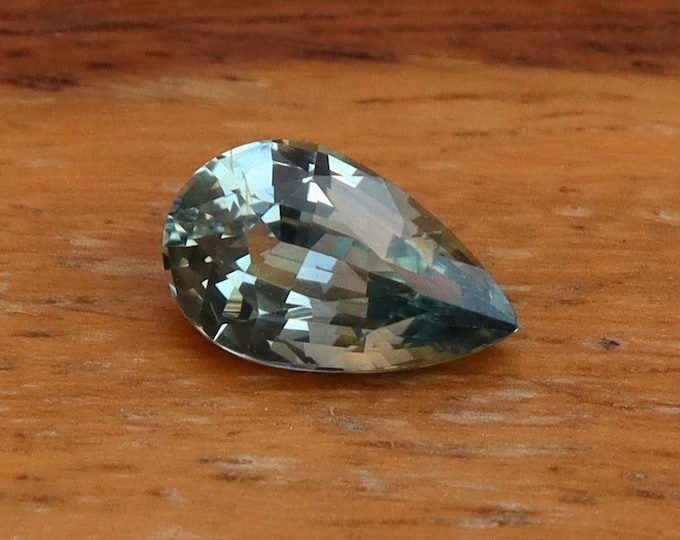 GSI Certified Unheated Mint Teal Green Sapphire: 1.01 Carat Pear Cut Gemstone, Engagement Ring