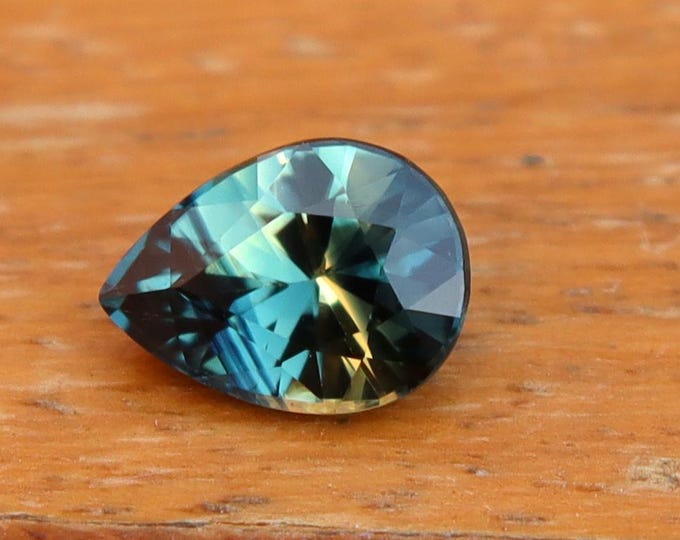 GSI Certified Deep Teal Parti Sapphire: 1.03 Carat Pear Cut Gemstone, Engagement Ring