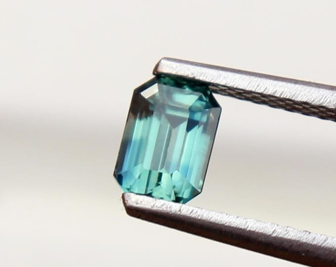 Unheated Certified Bluish Green Teal Sapphire: 1.01 Carat Emerald Cut Gemstone, Engagement Ring