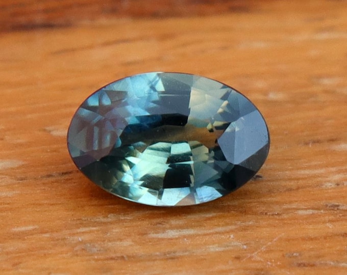 Certified Parti Teal Sapphire: 0.70 Carat Oval Cut Gemstone, Engagement Ring