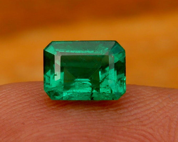 GSI Certified Natural Emerald 1.10 carat Octagon Cut Gemstone, Engagement Ring