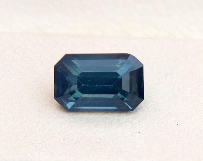 GSI Certified Dark Teal Blue Sapphire: 1.06 Carat Emerald Cut Loose Gemstone, Engagement Ring