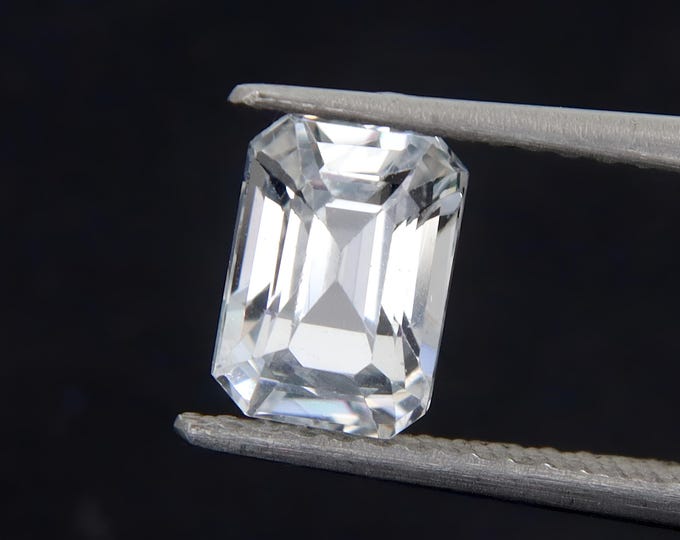 GSI Certified Natural White Saapphire Emerald Cut 1.52 Carat Gemstone, Engagement Ring