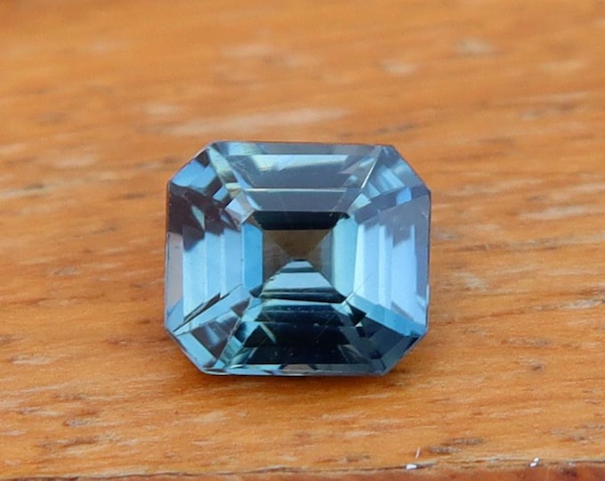 GSI Certified Teal Blue Sapphire 1.11 Carat Emerald Cut Gemstone, Engagement Ring