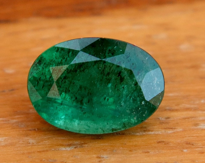Certified Natural Emerald Loose Gemstone: 1.82 Carat Oval Cut, Engagement Ring