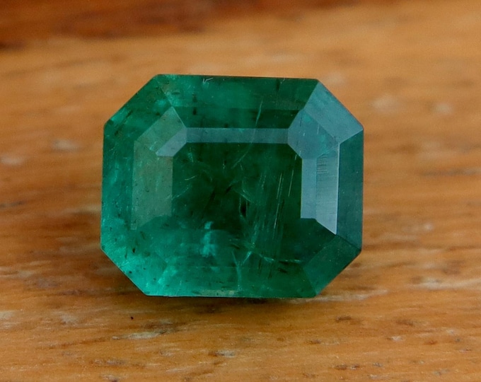 GSI Certified Natural Emerald 2.60 carat Octagon Cut Gemstone, Engagement Ring