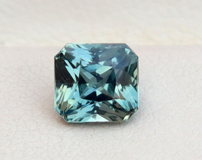 GSI Certified Teal Sapphire 1.24 Carat Radiant Cut Gemstone, Engagement Ring