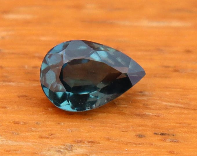 GSI Certified Unheated Blue Teal Sapphire: 0.52 Carat Pear Cut Gemstone, Engagement Ring