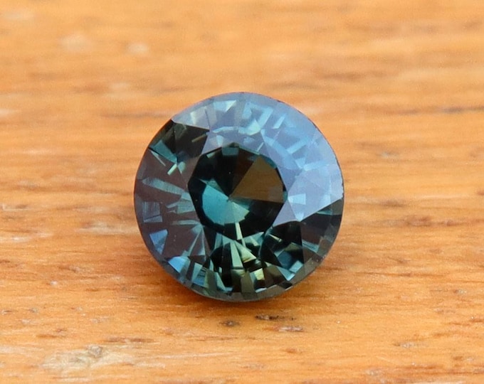 GSI Certified Dark Green Teal Sapphire: 1.21 Carat Round Cut Gemstone, Engagement Ring
