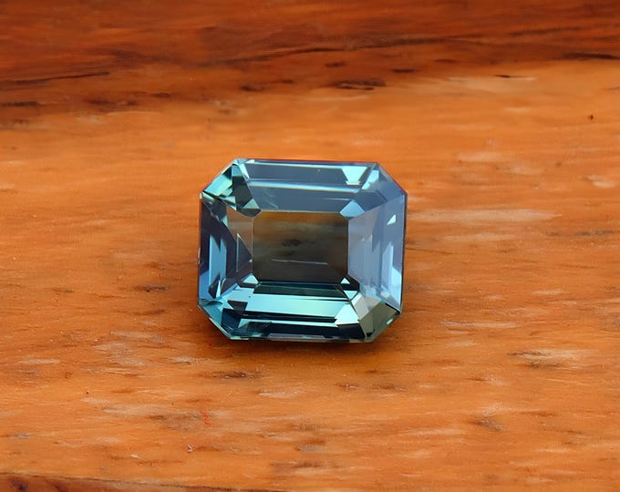 Certified Parti Teal Sapphire: 1.06 Carat Emerald Cut Gemstone, Engagement Ring