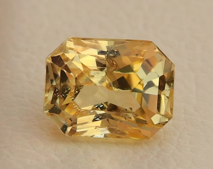 Certified Natural Yellow Sapphire: 1.22 Carat Octagon Radiant Cut Gemstone