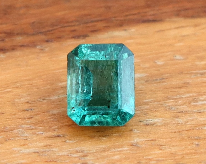 GSI Certified Natural Emerald 1.71 carat Octagon Cut Gemstone, Engagement Ring