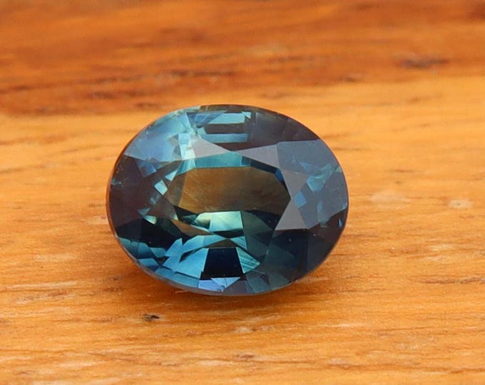 GSI Certified Dark Teal Sapphire 1.07 Carat Oval Cut Gemstone, Engagement Ring
