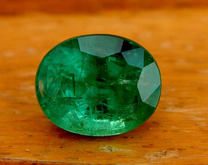 Certified Natural Emerald Loose Gemstone 2.88 Carat Oval Cut, Engagement Ring
