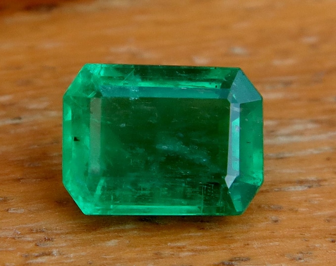 GSI Certified Natural Emerald 2.25 carat Octagon Cut Gemstone, Engagement Ring