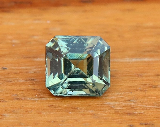 GSI Certified Green Sapphire 1.04 Carat  Asscher Cut Gemstone, Engagement Ring