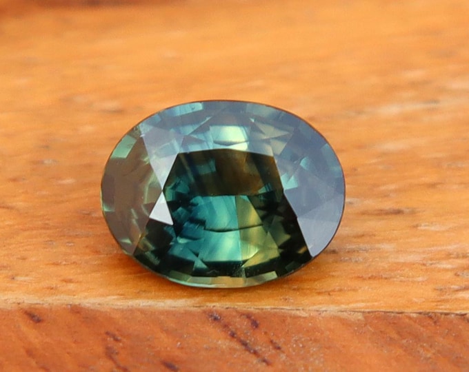 GSI Certified Deep Green Parti Sapphire 1.13 Carat Oval Cut Gemstone, Engagement Ring