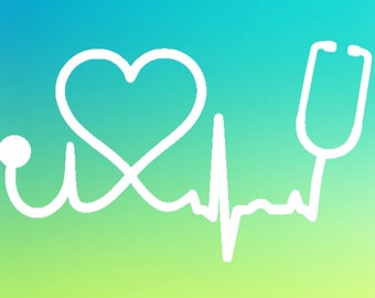 Heart stethoscope decal | Nurse decals | yeti decal | tumbler decal | window decal | car decal | phone decal | EKG decal | Love decal