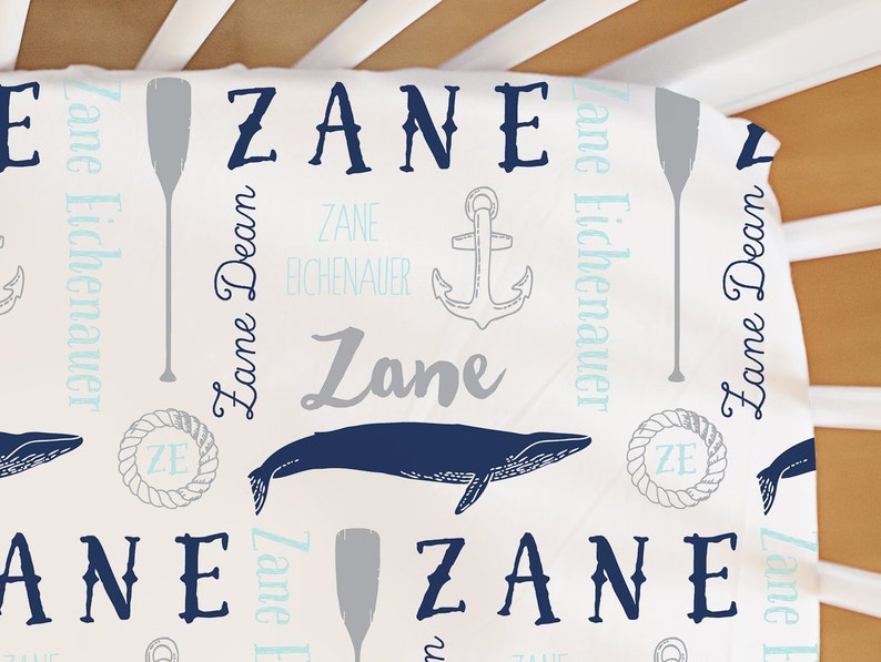 Baby Boy Ocean Nursery Decor Crib Sheet Anchor Baby Boy Gift Boy Nursery Bedding Nautical Whale Bedding