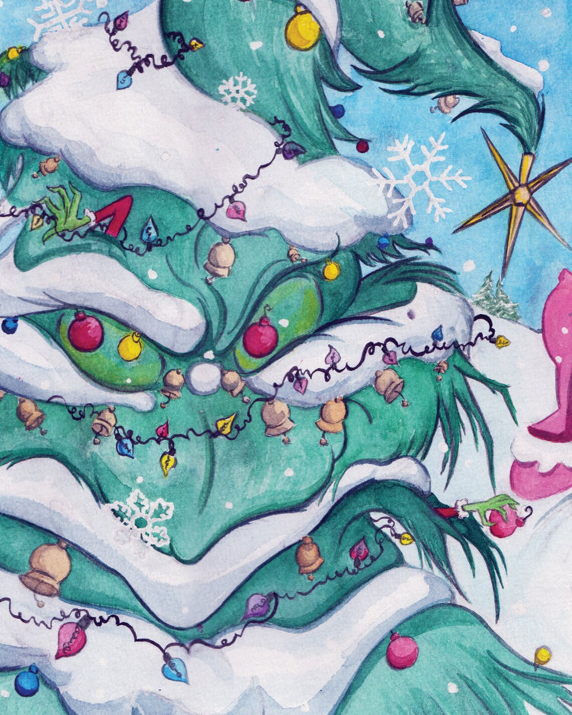 How the Grinch Stole Christmas - Watercolor Painting Print - Etsy