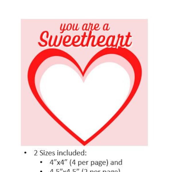 Sweetheart/Valentine's Cookie Tag/Instant Download